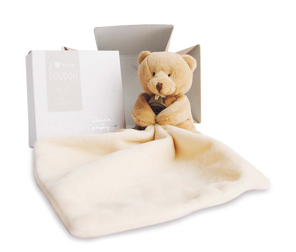Oso de peluche Doudou et Compagnie con Doudou en caja de flores